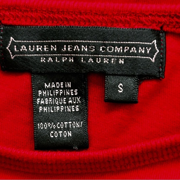 Ralph Lauren Jeans Co Red Long Sleeve Graphic Tee - Picture 4 of 7